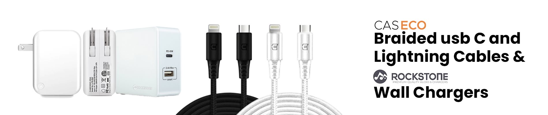 Caseco Rockstone wall charger and braided cable
